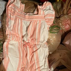 2t girl pink and white striped romper
